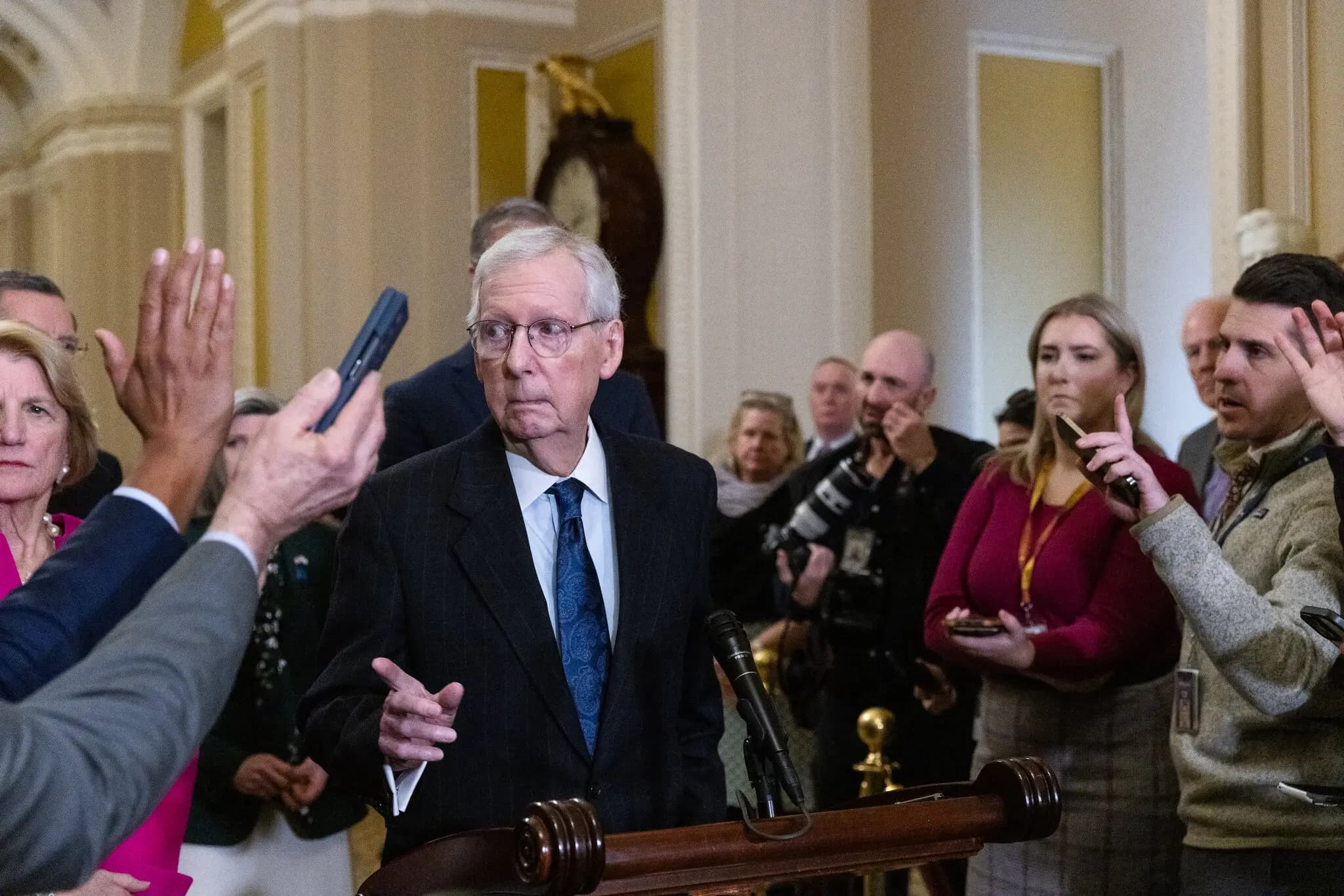 Senator Mitch McConnell at a press conference