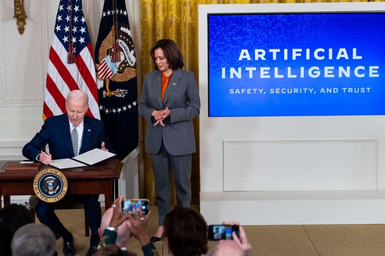 Biden signing an AI executive order
