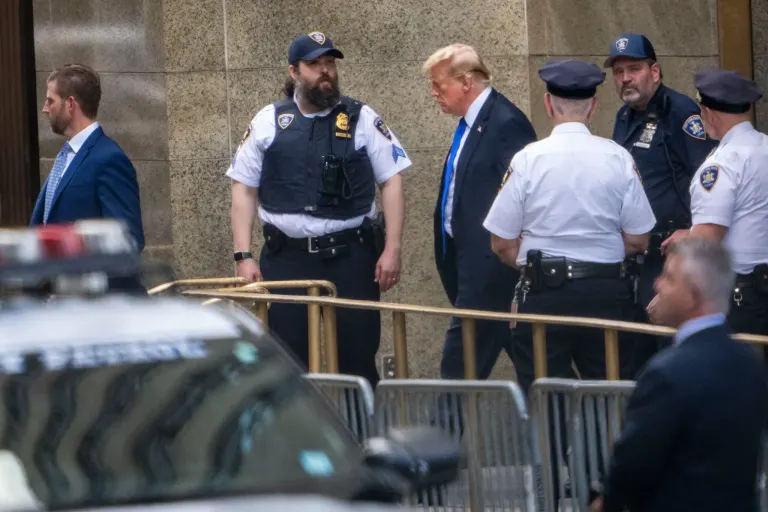 Trump leaving the courthouse