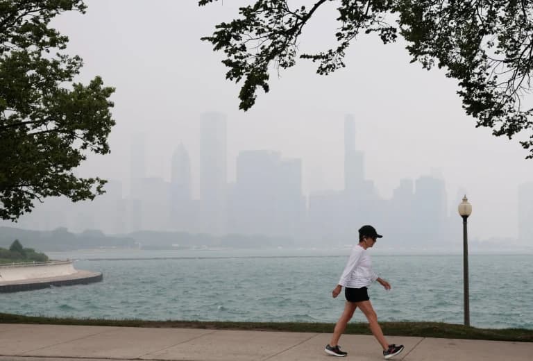 Hazy Chicago skyline