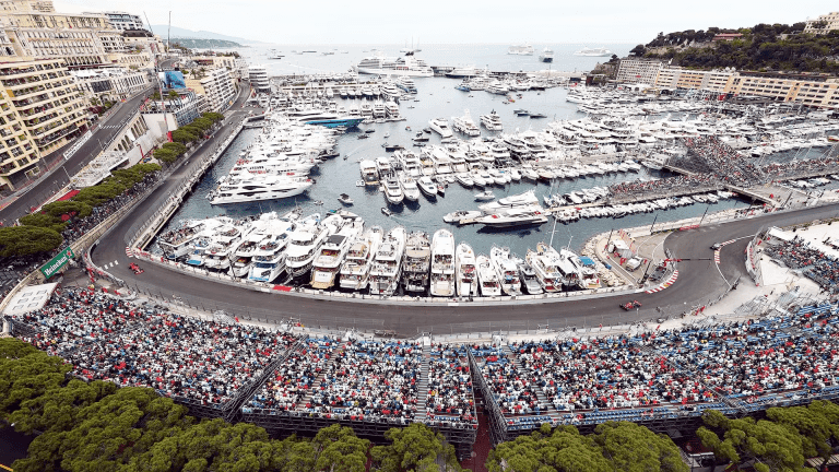Race cars on Monaco Grand Prix track