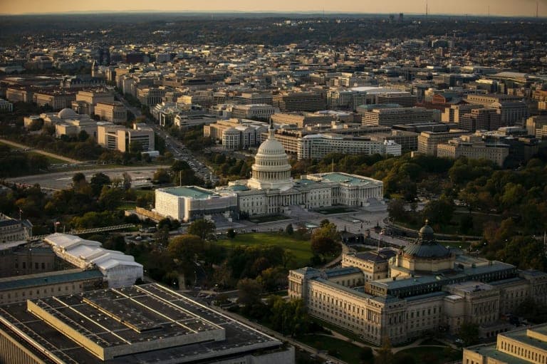 Aerial view of Washington DC