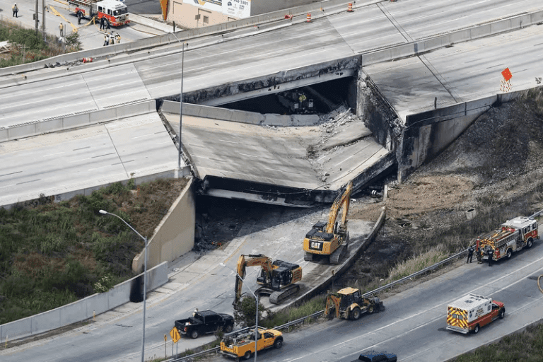 A freeway collapse in northeast Philadelphia
