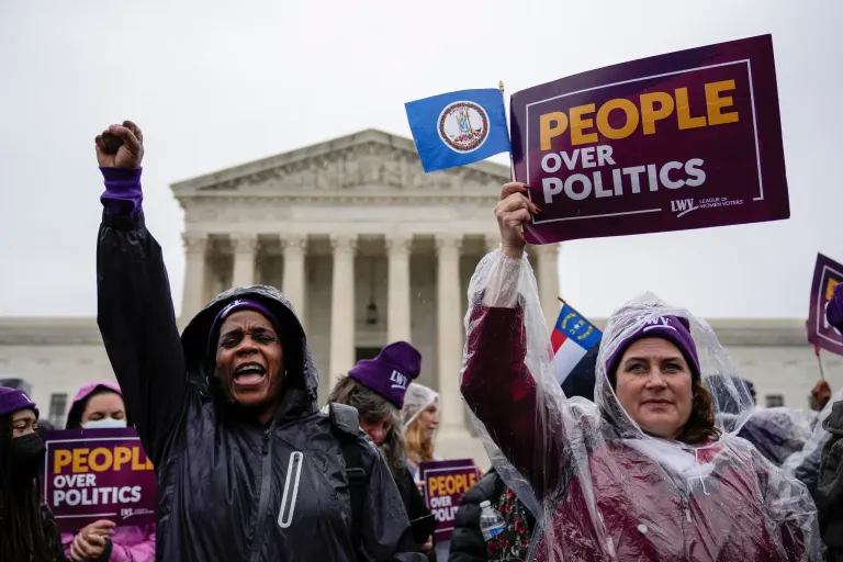 Protesters in front of the Supreme Court